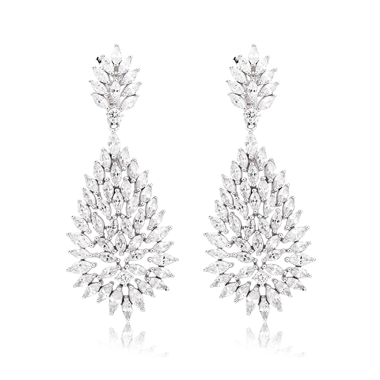 Blink White Stones Earrings Oval Shape Elegant Earrings for Women