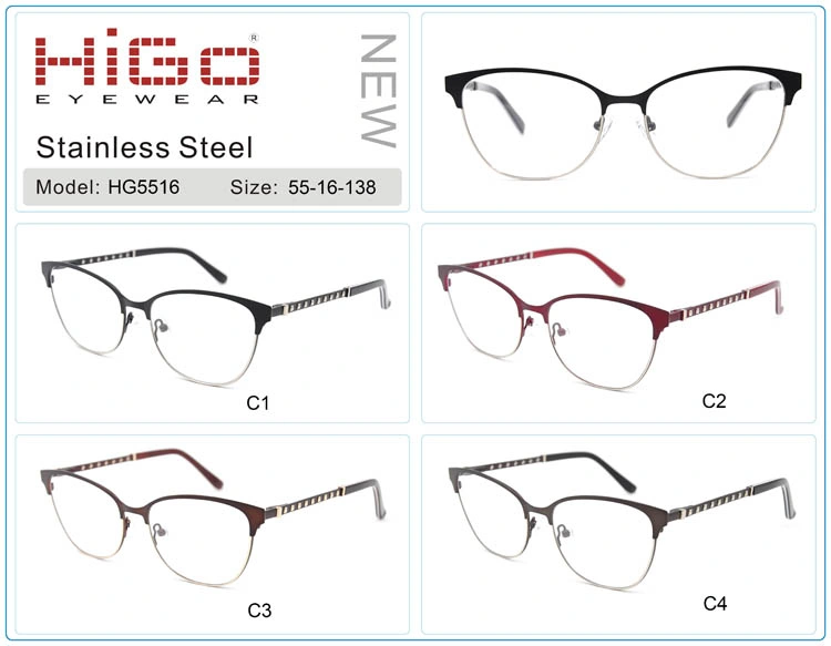China Factory Half Frame Stainless Steel Eye Glasses Frame, Prescription Glasses, Optical Glasses