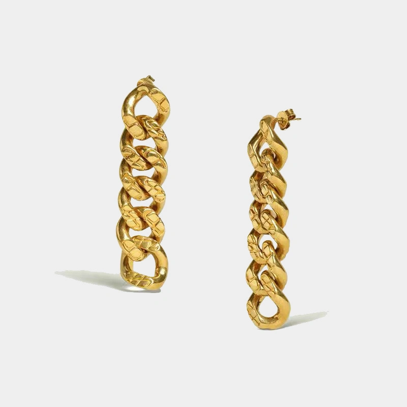 European and American Style Street Snap Metal Solid Chain Earrings