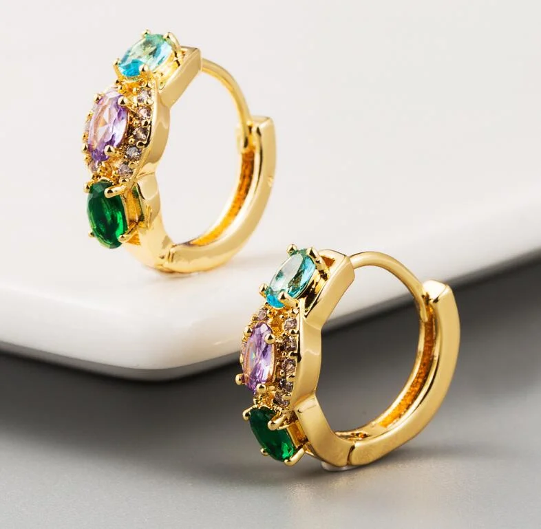 14K Gold Plated Elegant and Luxury Earrings with Copper Plating for Women