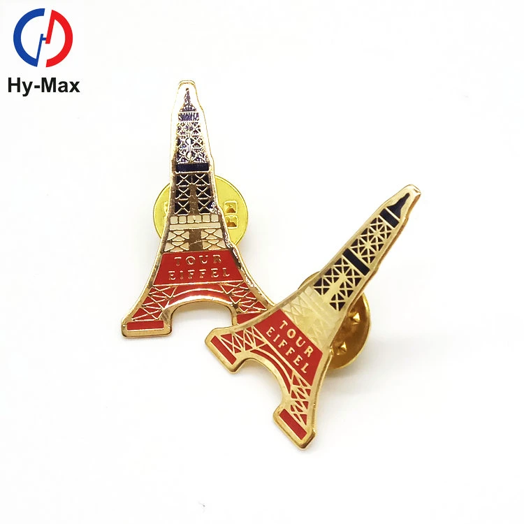 Custom Paris France Eiffel Tower Metal Lapel Pin for Wholesale