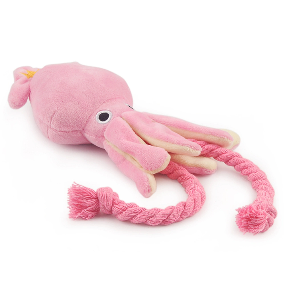 Cute Squid Dog Toy Octopus Cute Plush Pet Puppy Rope Toys Pink Chew Squeak Toys
