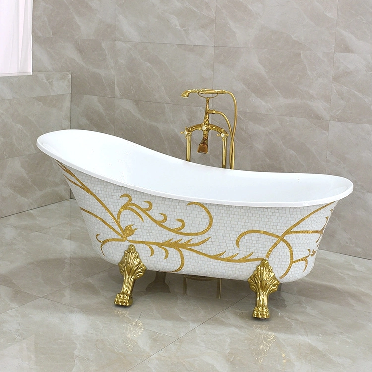 Mosaic Surround Oval Acrylic Freestanding Italian Bathtubs Small Bath Tub Acrylic