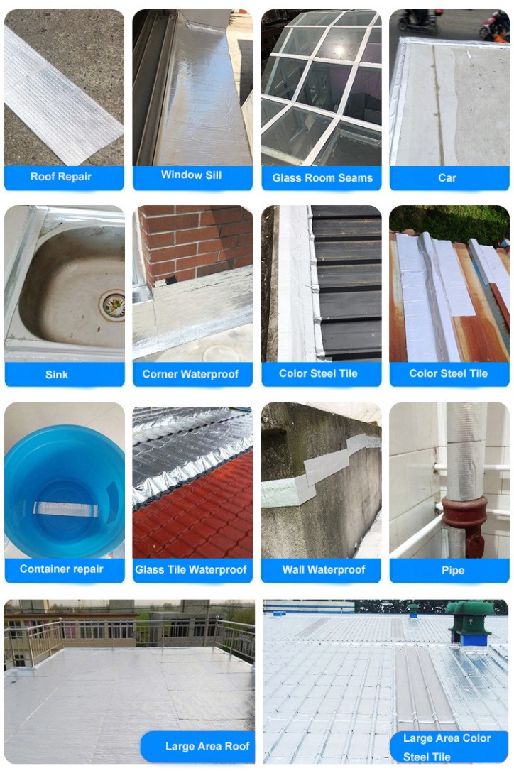 Aluminum Foil Butyl Rubber Waterproof Roof Tape Sealing Repair Roof Waterproof Butyl Tape