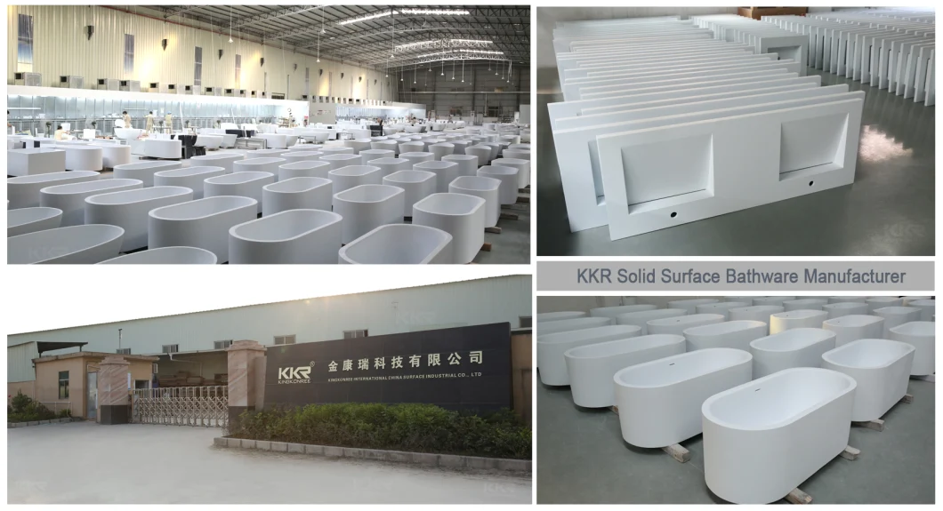 Custom Size Round Artificial Stone Stand Alone Soaker Tub Cast Stone Resin Composite Solid Surface Bathtub