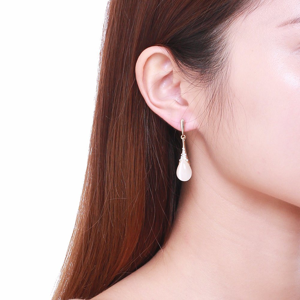 Fashion Semi-Precious Stone Eardrop Gold Plated Earrings for Women