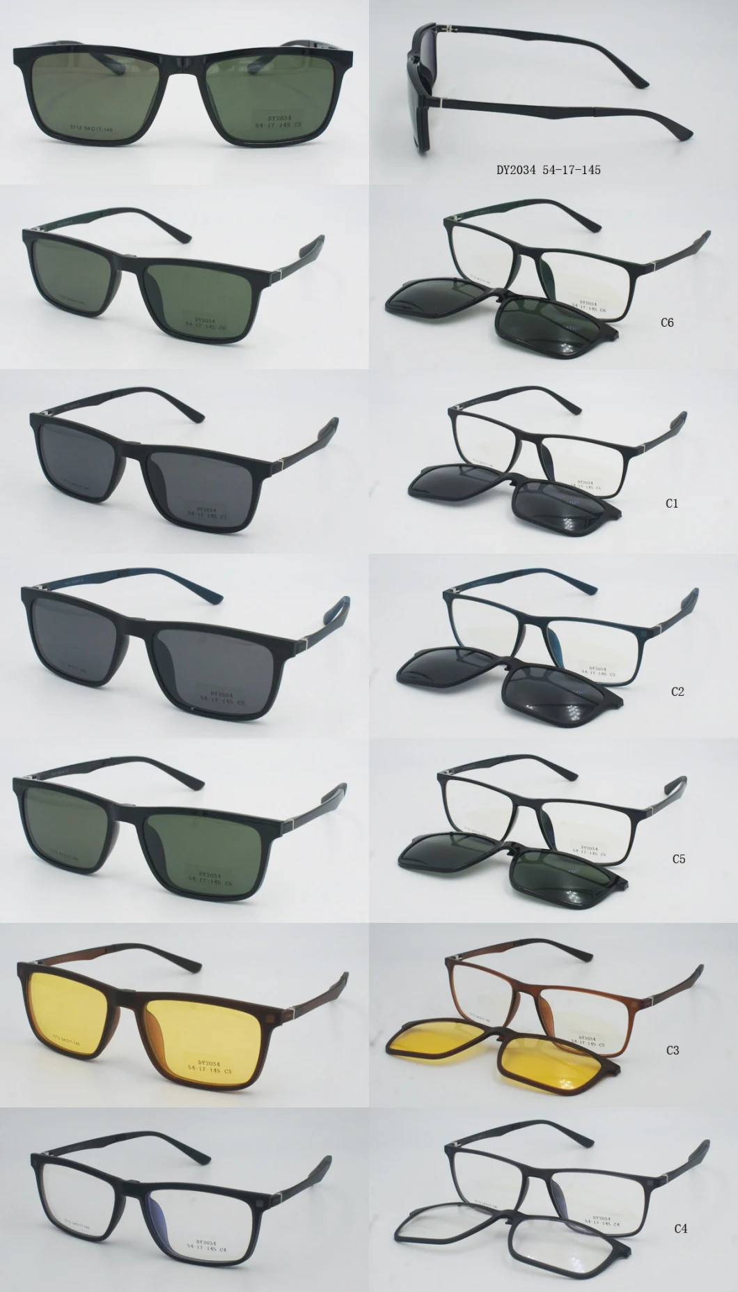 Wholesale Fashion Tr90 Frames Lightweight Clip-on Eyewear Polarized Clip on Sunglasses