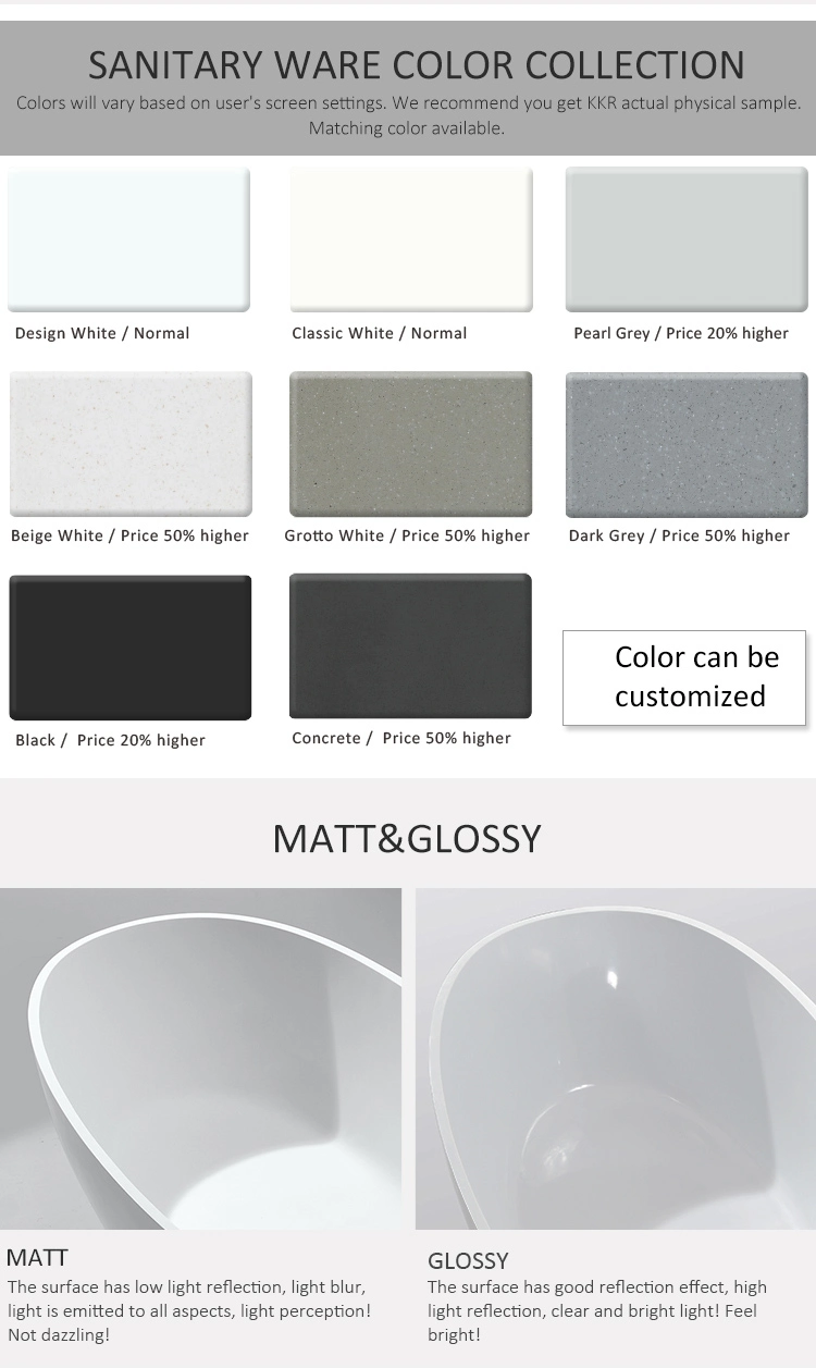 Intaly Design Solid Surface Black Matt Rectangular Freestanding Oval Bathtub