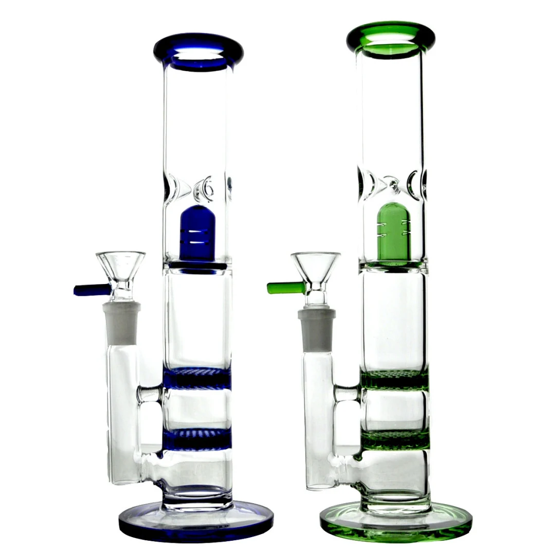 Double Layer Honeycomb Filter Glass Water Pipe Hookah Glass Smoking Pipe Glass DAB Rig Glass Pipe