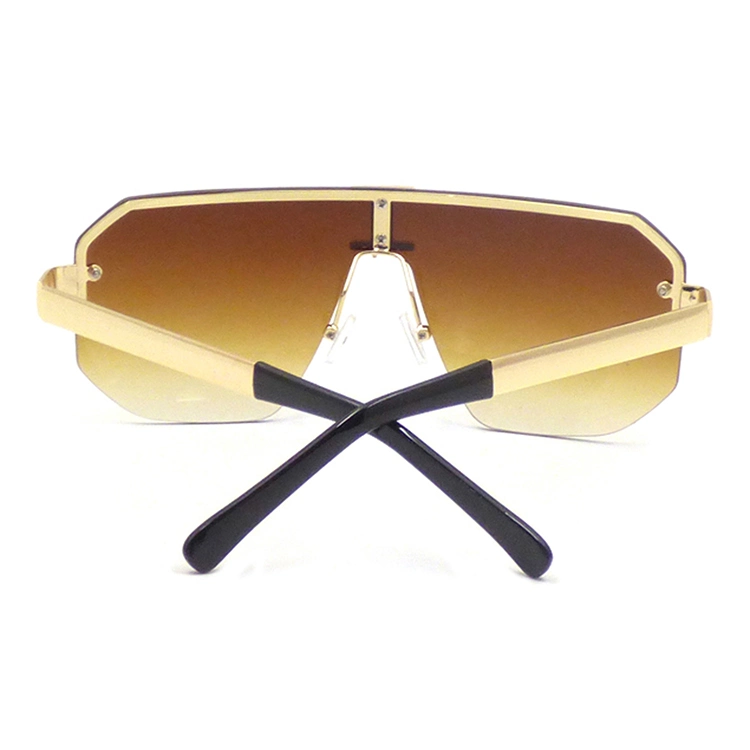 Newest Fashion Custom Logo Half Frame Metal Gradient Tawny Lens Sunglasses