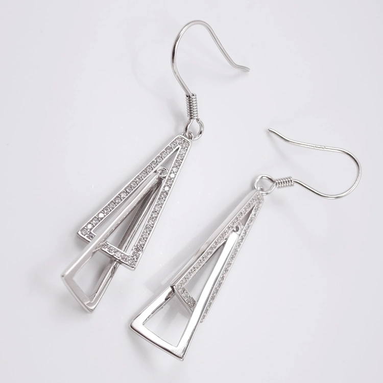 2021 Handmade Simple Fancy Geometric Dangle Drop Earrings Custom 925 Sterling Silver Jewelry for Women