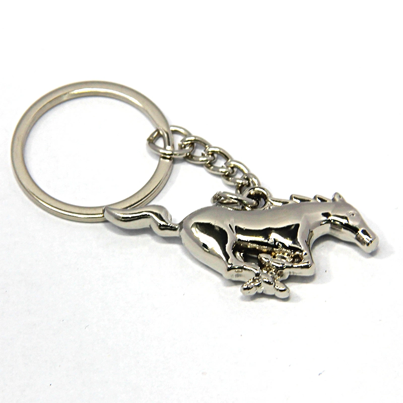 High Quality Metal Horse Keychain 3D Silver Horse Keychain