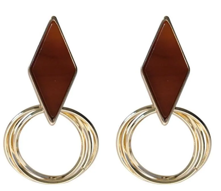 Stylish Gold Hoop Earrings Personality Simple Geometric Studs for Women