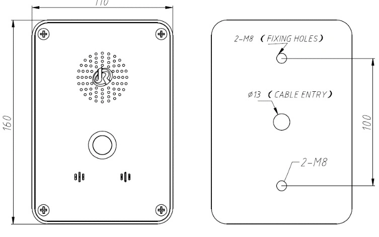 Stainless Steel Rugged Door Intercom, Vandal Resistant Emergency Call Box for Elevator, ATM, Parking Lot