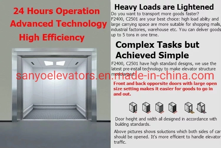 Heavy Load Capacity Smooth Running Cheap Price Electric SANYO FUJI Freight Elevator