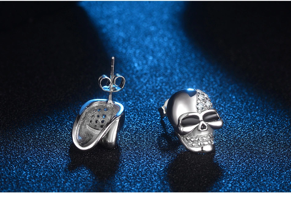 Rhinestone Rock Punk Skull Crystal Tone Stud Earrings for Women Men Earrings Hiphop Jewelry Brincos