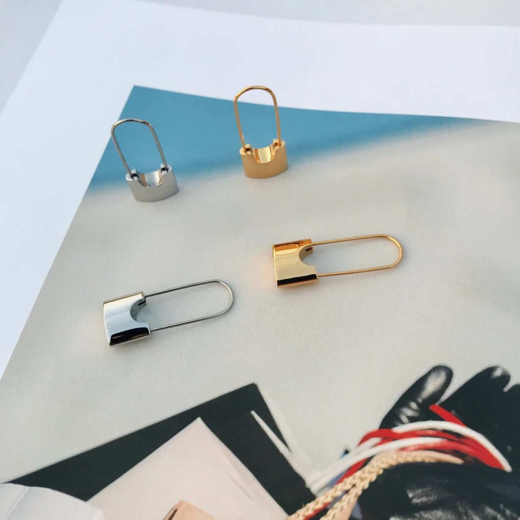 2020 Simple and Creative Design Lock Shape Hoop Earrings Titanium Steel Earrings