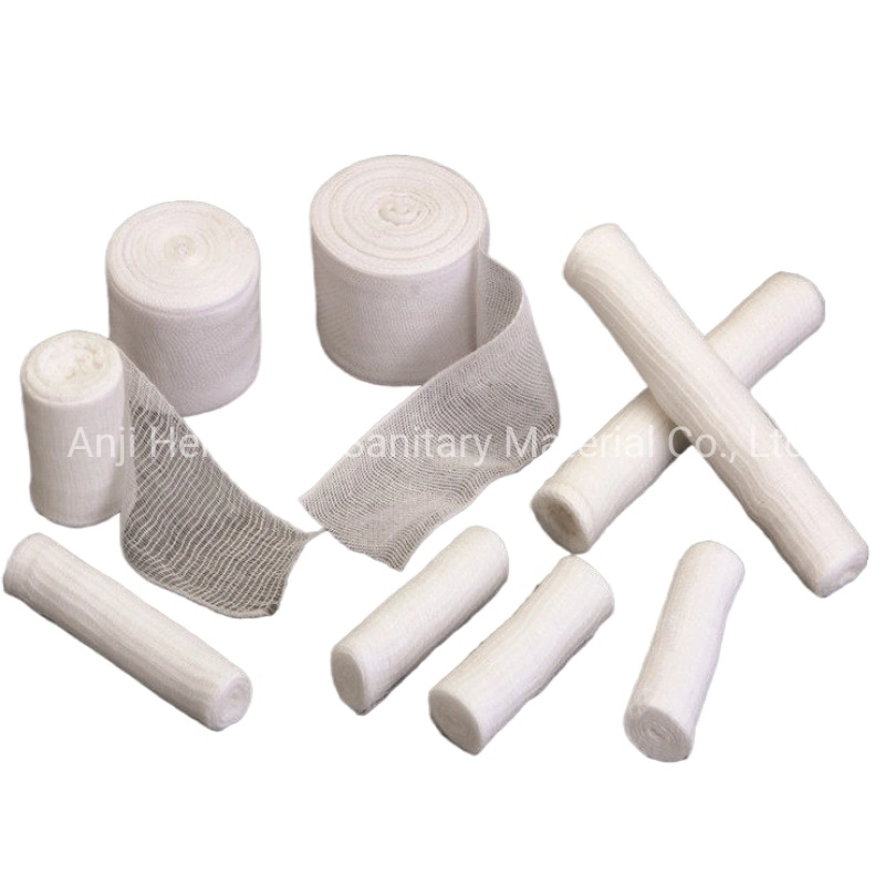 Disposable Medical 100% Cotton Gauze Bandage with Woven Sides 10cm X 5m