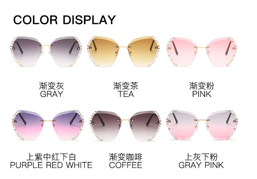 2020 New Designer Sunglasses Oversize with Diamond Accessories for Women
