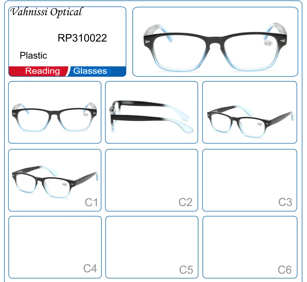 Unisex Cheap Gradient Color Black Blue Bifocal PC Reading Glasses