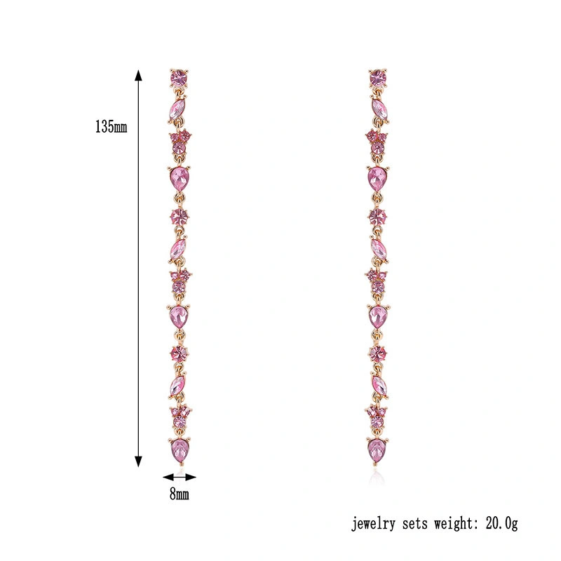 Long Hanging Colorful Crystal Earrings for Elegant Girls