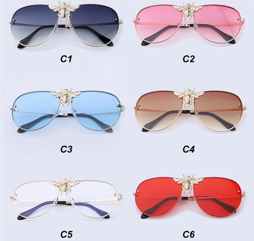 2021 Stylish UV400 Oversize Sunglasses Bee Metal Fashion Women Sunglasses