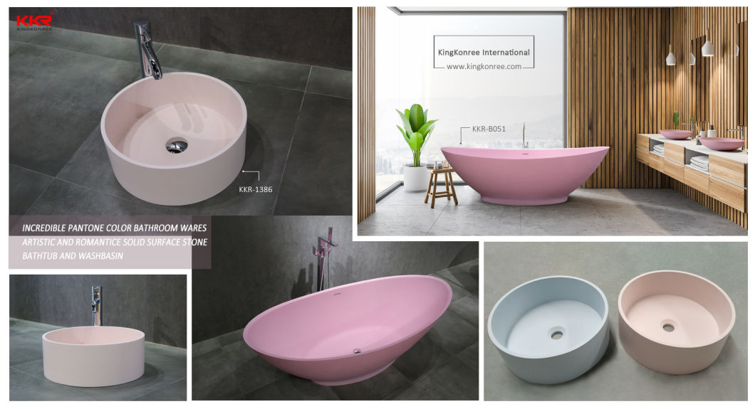 Modern Oval Solid Surface Stone Bathtub Freestanding Soaking Tub in Matt White
