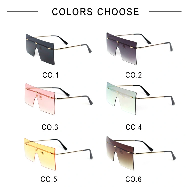 Kenbo New Arrivals Fashion Custom Logo Rimless Gradient Lens Sunglasses UV400 Oversized Square Sunglasses Women 202