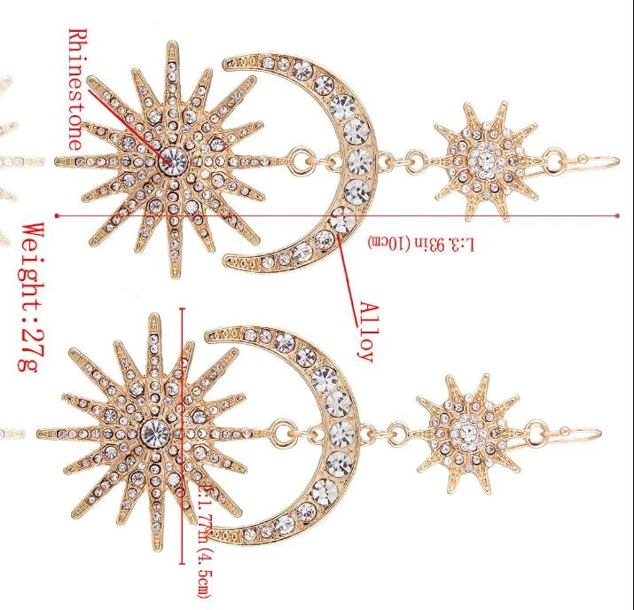 Hot Sale New Fashion Exaggerated Sun Moon Alloy Earrings