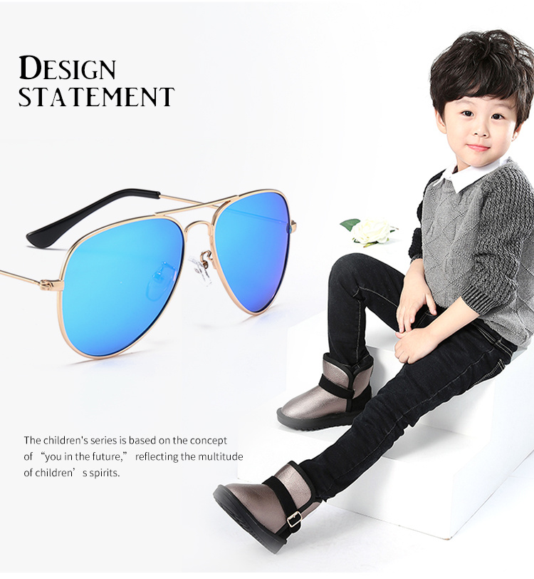 High Quality Classical Double Bridge Metal Frame Fashion Children Sunglasses
