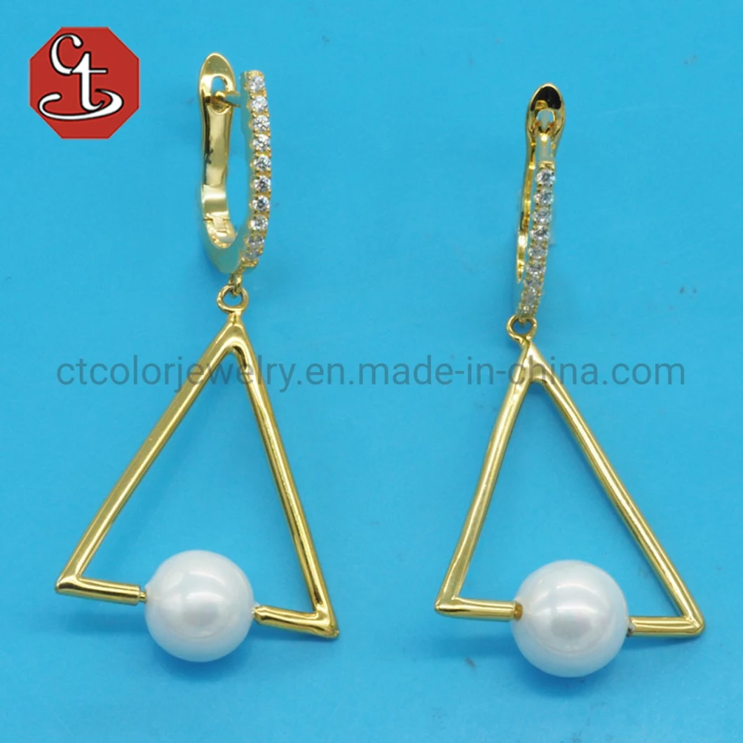 Trendy Geometric Pearl Rectangle Shaped Metal Earrings Minimalist Earrings Jewelry