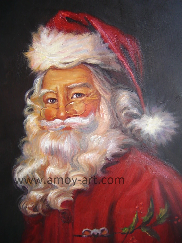 Handmade Santa Claus Oil Paintings Handmade for Christmas Decoration