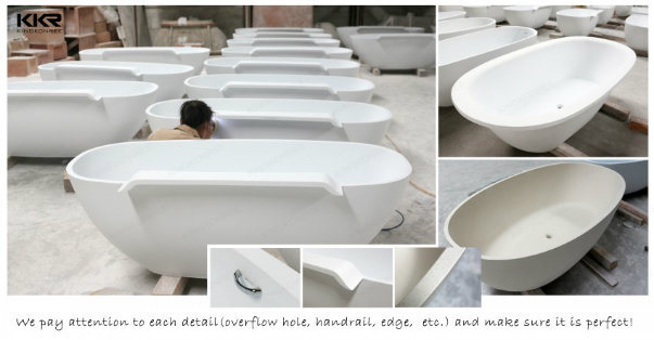Ce Acrylic Solid Surface Stone Soaking Bathtub Shower Freestanding Tub