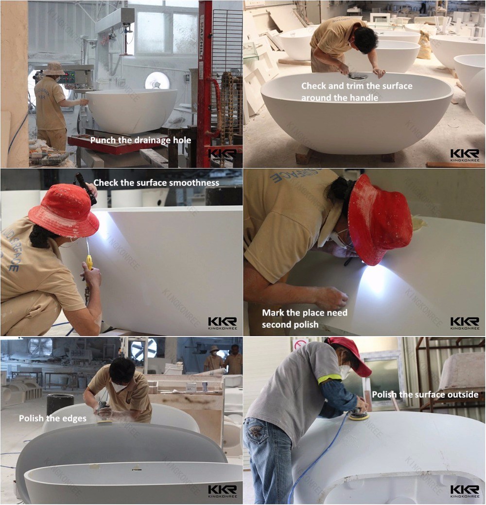 Artificial Stone Freestanding Solid Surface Stone Free Standing Adult Portable Bathtub