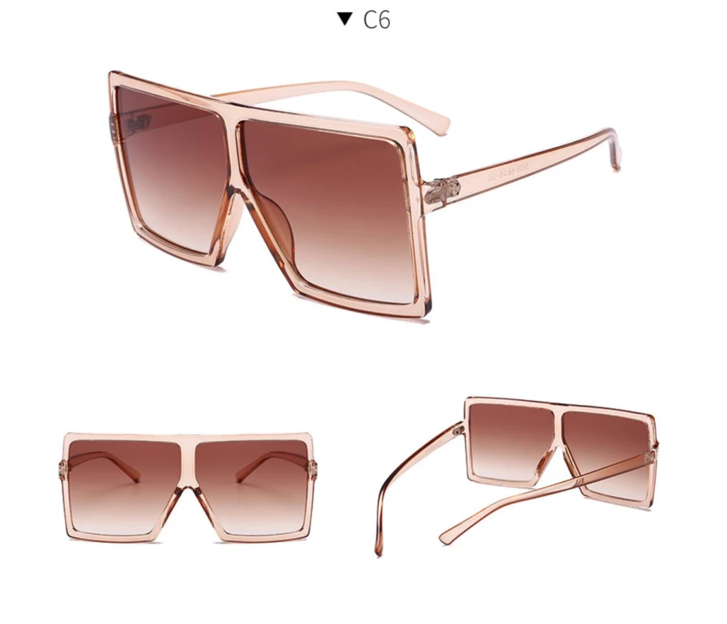 2020 Stylish UV400 Oversize Sunglasses Fashion Women Sunglasses Black Square Sunglasses