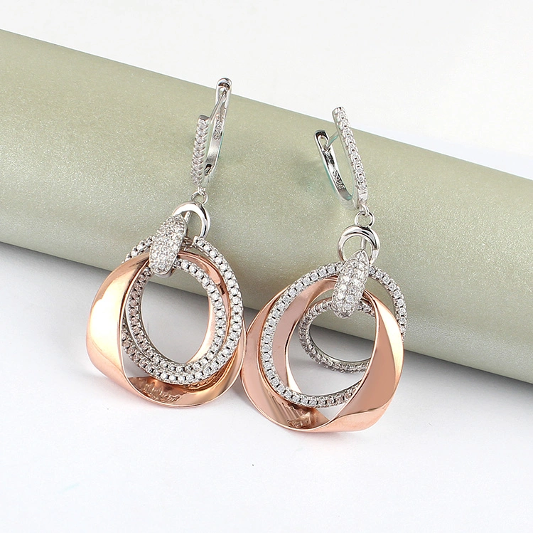 Fashion 925 Sterling Silver Rose Gold Earrings
