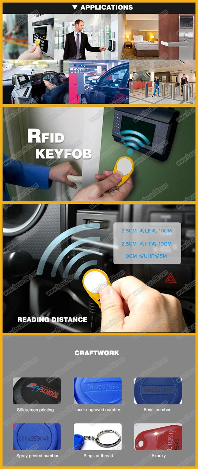 Durable Intelligent 13.56 MHz Smart Keyfob Tag Access Control ABS RFID Keychain