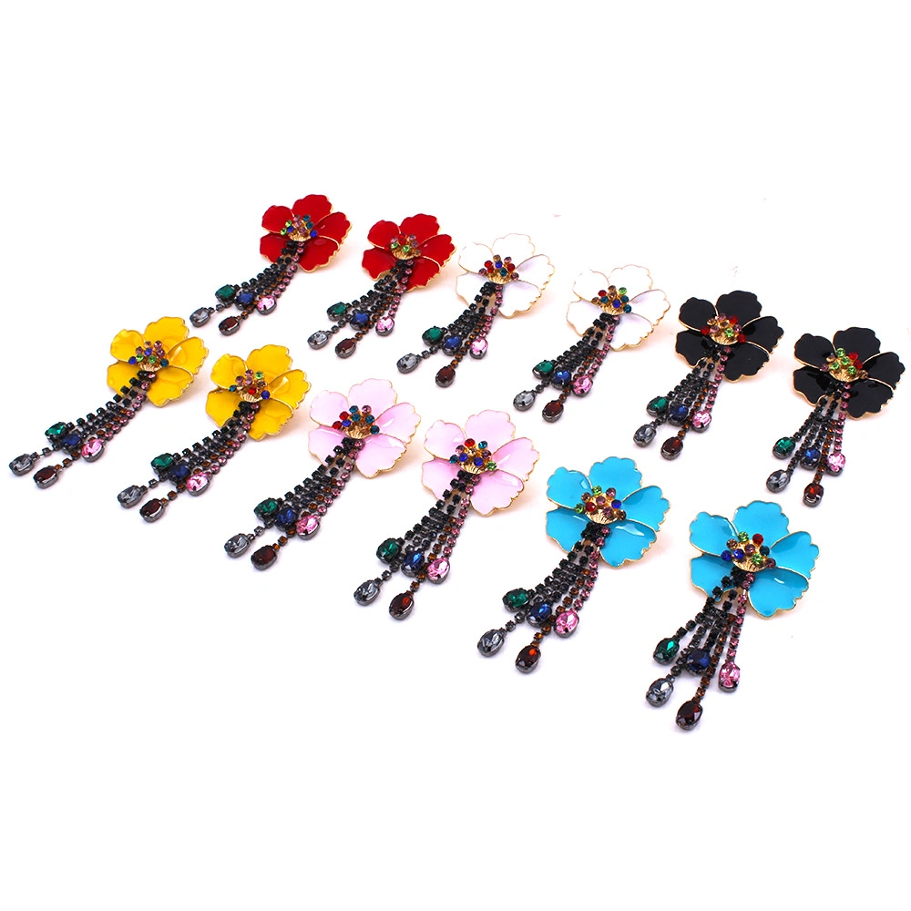New Arrivals Personality Fashion Earrings Trend 2021 Alloy Dripping Flower Long Claw Chain Tassel Earring Wholesale