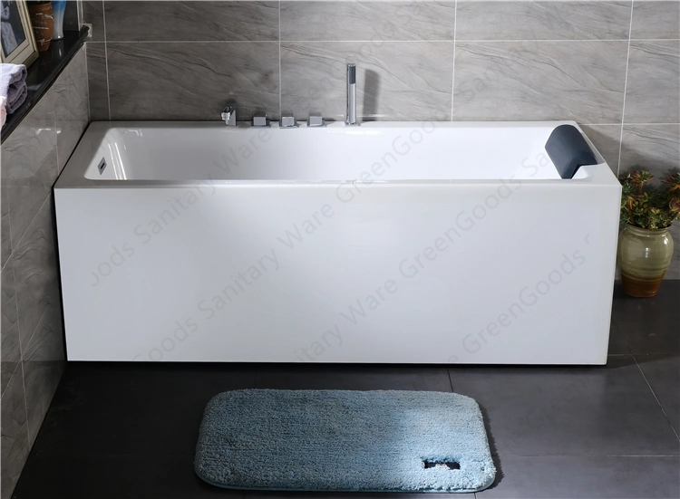 White Modern Freestanding Acrylic Square Bathtub with Faucet