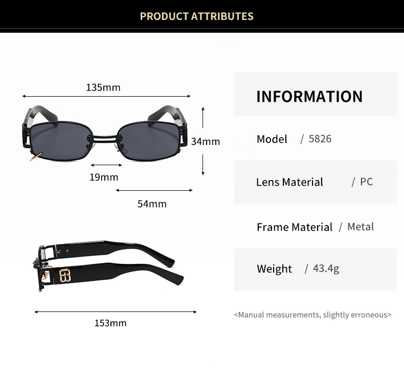 Chris Wu Same Style GM Small Metal Frame Sunglasses with Thicker Arm UV Protection