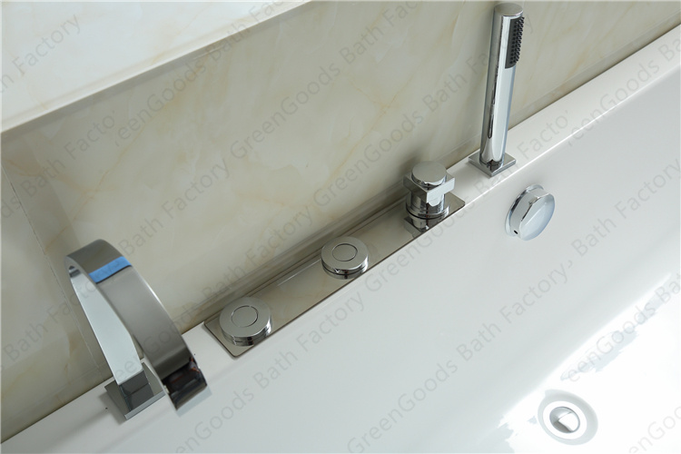 Japanese Control Panel Rectangular Freestanding Massage Hydrotherapy Bathtub