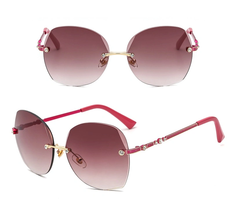 2020 New Arrivals Custom Logo Rimless Luxury Diamonds Sunglasses