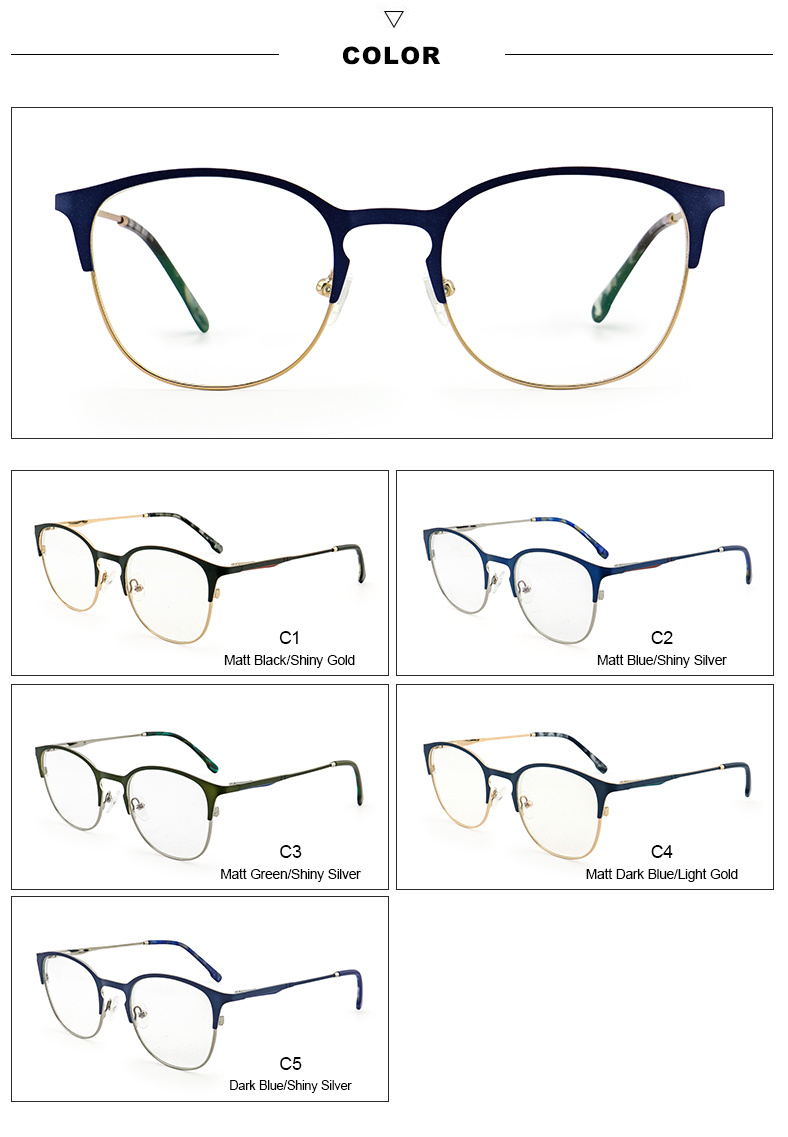 Italy Design Ready Stock Goods Eye Optic Acetate Tip Metal Frame Round Circle Vintage with Spring Hinge Montura Optical Glasses Eyeglasses
