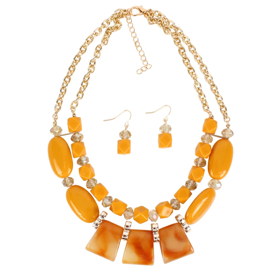 Geometric Custom Logo Acrylic Resin Ladies Jewelry Necklace Earring Set