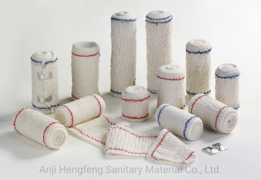 Disposable Latex or Latex Free Cotton Crepe Bandage Size High Elastic Bandage with Clip with OEM