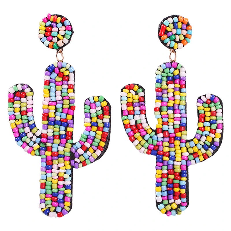 New Creative Cactus Handmade Rice Bead Bohemian Earrings Charms