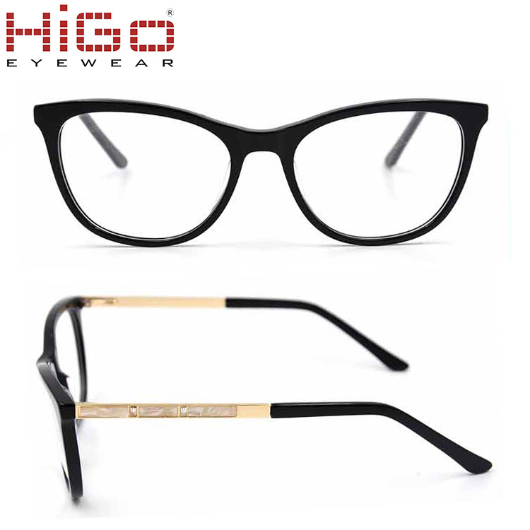 Wholesale Eye Glasses Stock Temple Women Acetate Optical Frame Eyewear