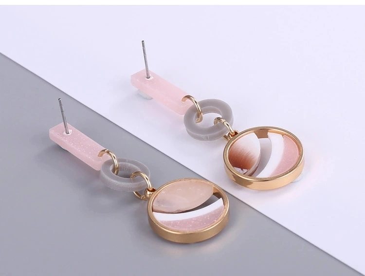 Jewelry Long Tassel Ethnic Acid Acrylic Resin Earrings Round Eardrop Drop Dangle Oval Earrings