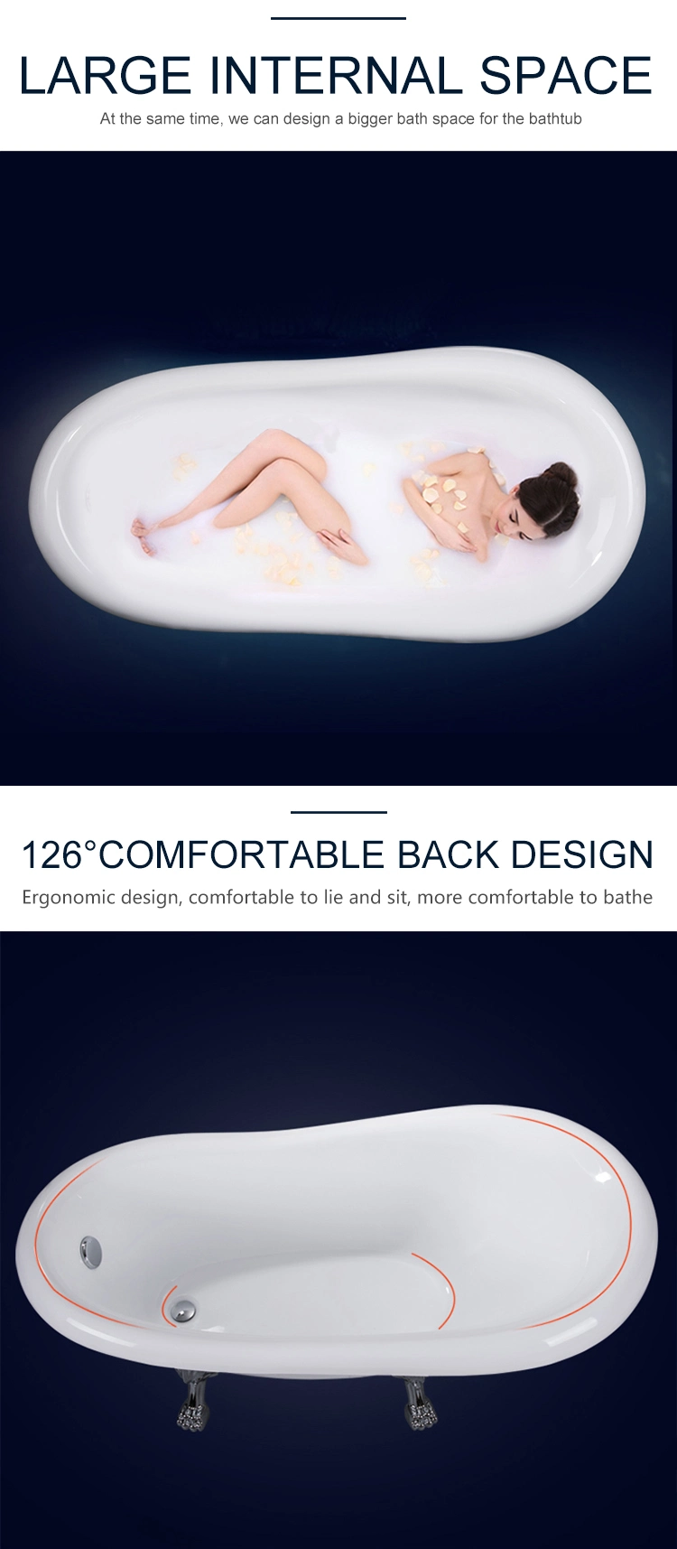 Most Popular Acrylic Claw Foot Luxury Tub Tiger Feet Bathtub