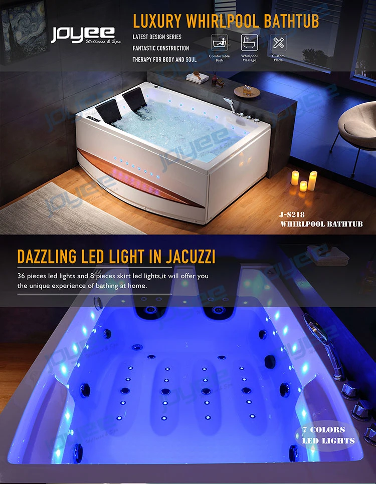 New Design Acrylic Corner Jetted Whirlpool Massage Bathtub for Bathroom with Pedal